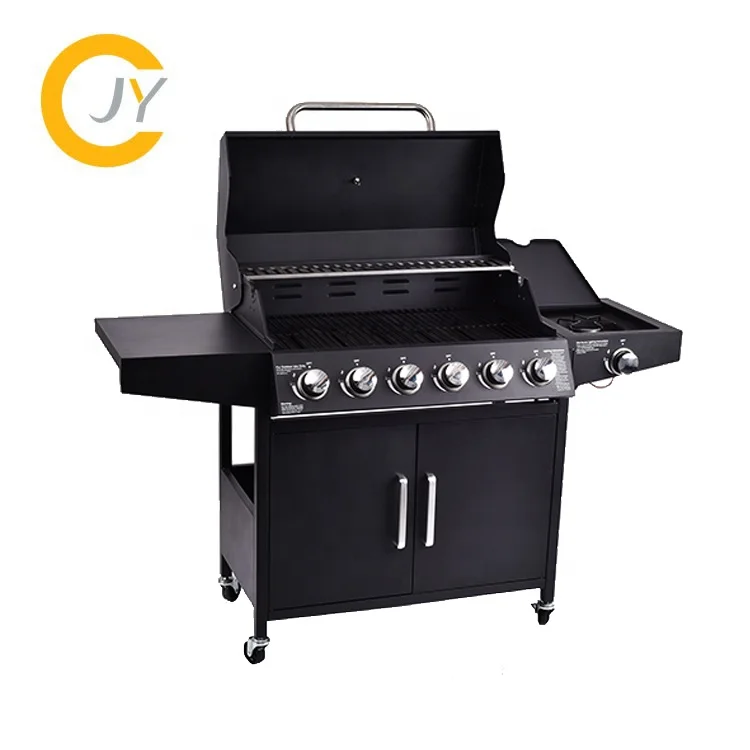 Outdoor Camping Cooking BBQ Grill Stainless Steel 6+1 Burner TableTop Propane Gas Grill
