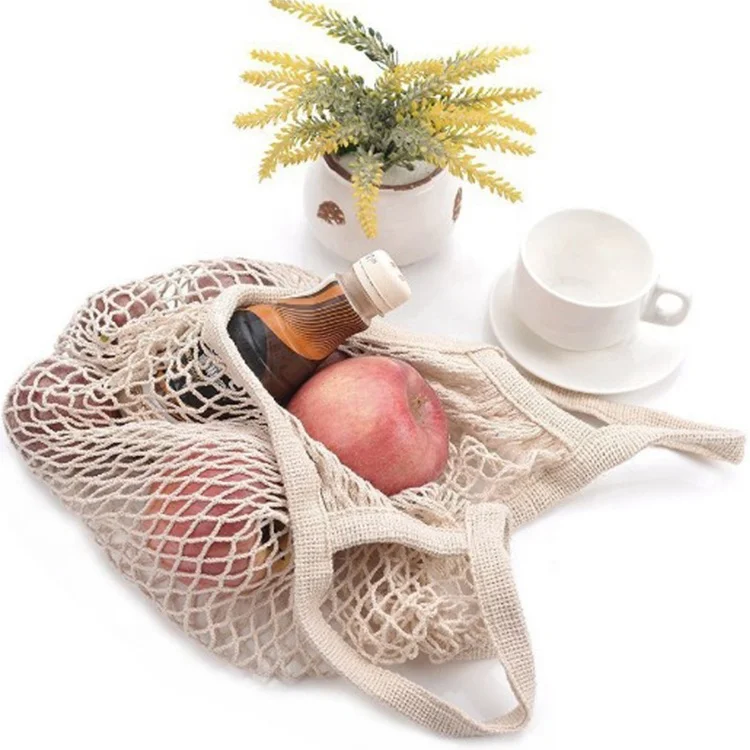 
new design net carry bags long handle mesh bag cotton 