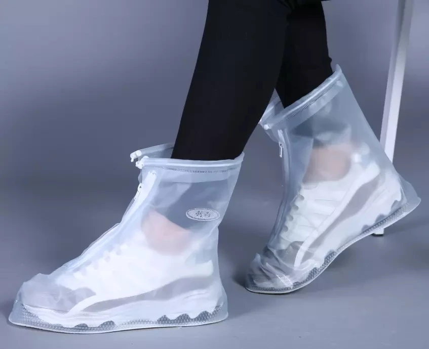 
LOGO printed reusable PVC plastic material rain shoe covers 