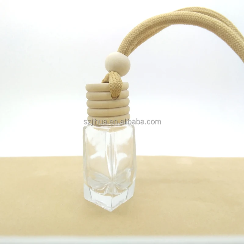 Wholesale High Quality 10ml Hanging  Air Freshener Car Perfume bottles with Wooden lid