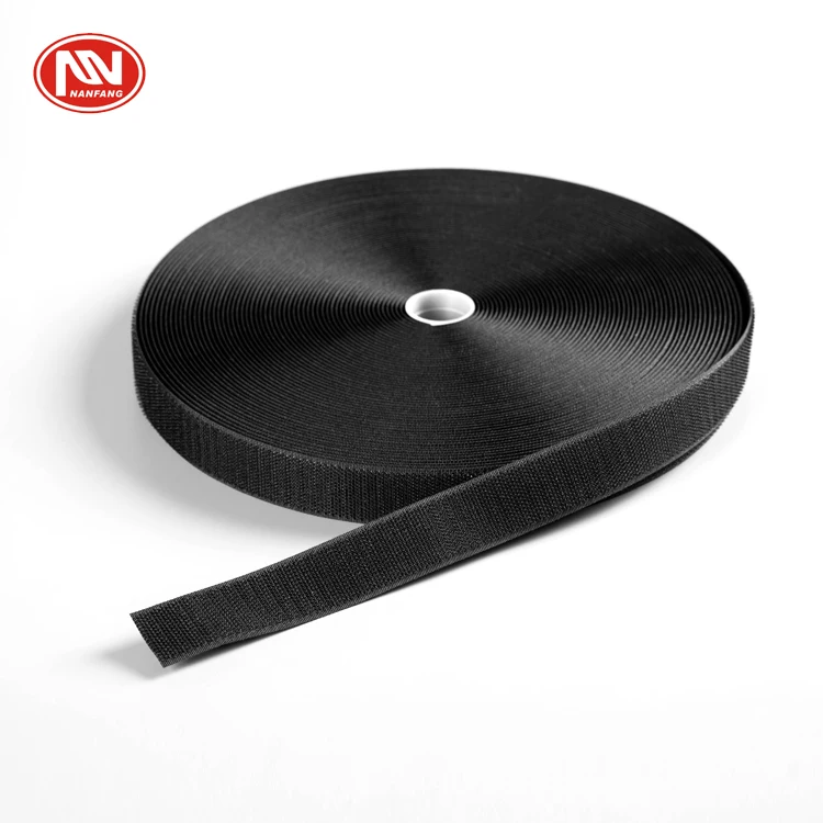 100% Polyester Nylon 12.5mm~160mm Shoes Bags Use Black Hook & Loop Fastener Tape