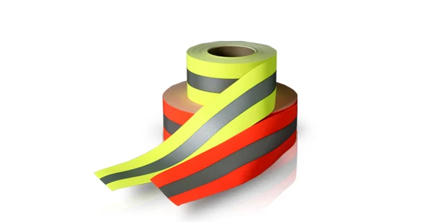 Fluorescent Red-Orange Reflective Ribbon, Neon Reflective Stripe for Occupational Clothing