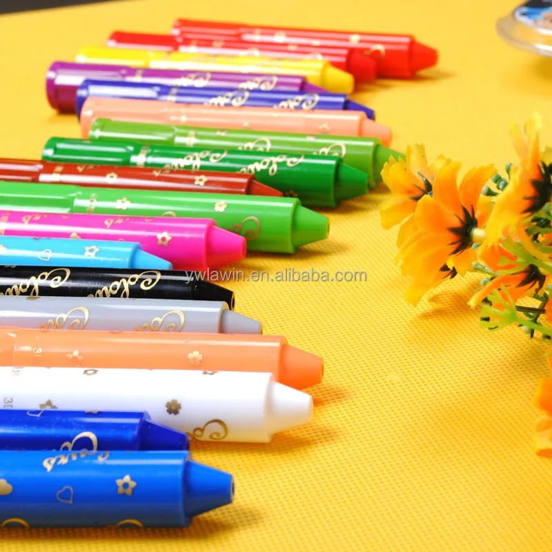 Beginner washable multi color silky crayons 12 colors twist silky crayon 12 counts caryons for children painting