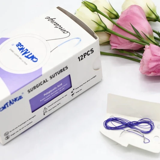 Good price Sterile polyglactin 910 suture kit Non Absorbable Surgical Sutures with Needle CE ISO  USP6/0-2/0  USP0-3
