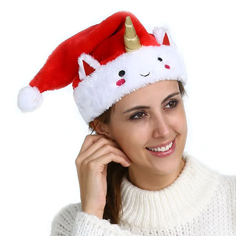 2018 New Christmas Cap Unicorn Santa Claus Hat Santa Hat