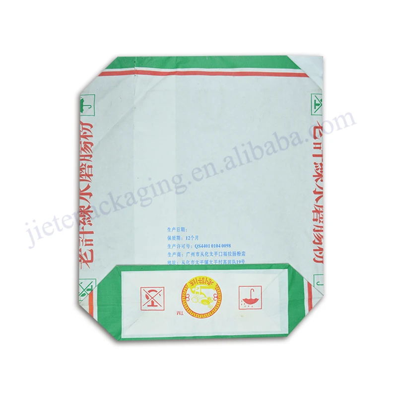 Multilayer white kraft paper wheat flour packaging bag 20kg for corn,potato flour,starch