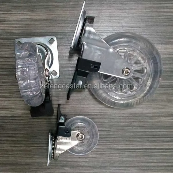 Поворотный Ролик для мебели 50 мм с прозрачным полиуретановым колесом