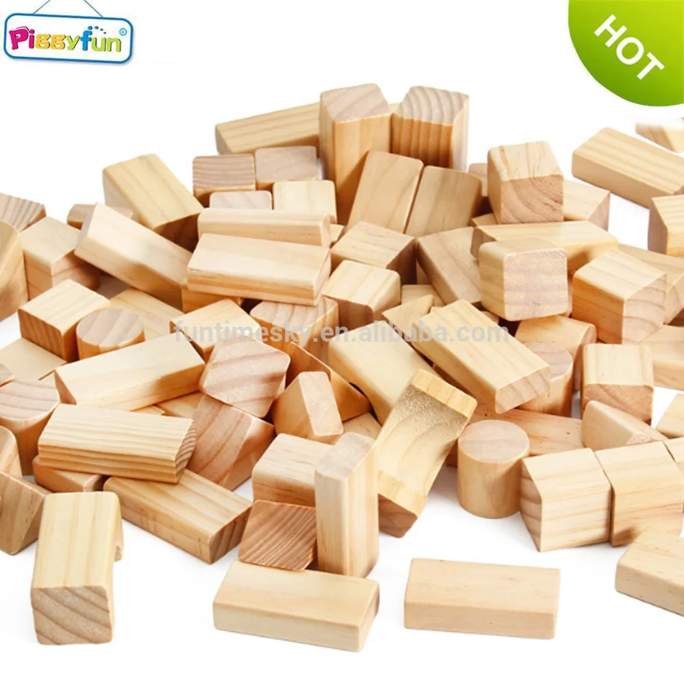 64piece educational children wooden building block wood toys set for kids