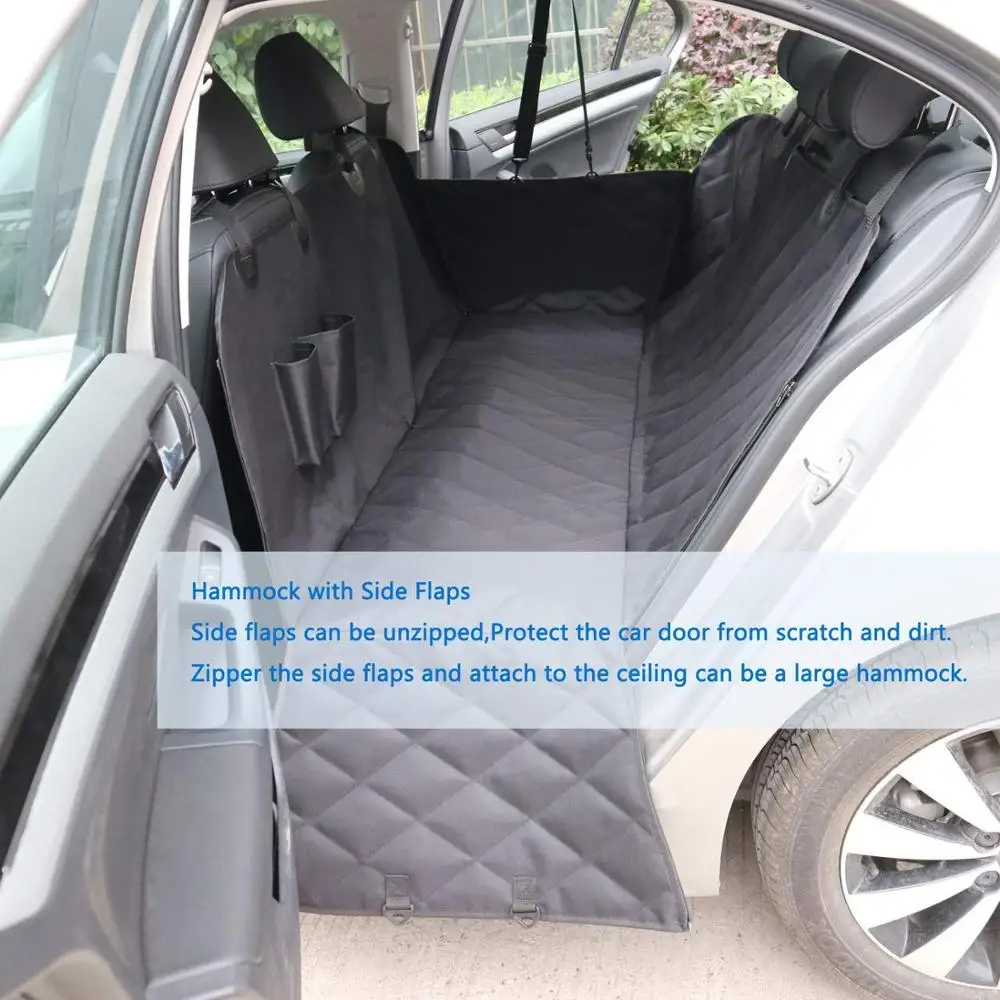 Heavy Duty water Proof Nonslip Durable Quilted Pet Back Booster Hammock Dog Rear Car Seat Cover with Large Side Flaps Bonus Belt