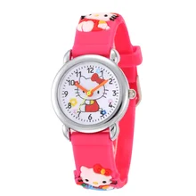 Venda quente Olá Kitty Relógios 2016 Crianças Dos Desenhos Animados Assistir Crianças legal 3D Rubber Strap Relógio De Quartzo Relógio Horas Presente Relojes Relogio
