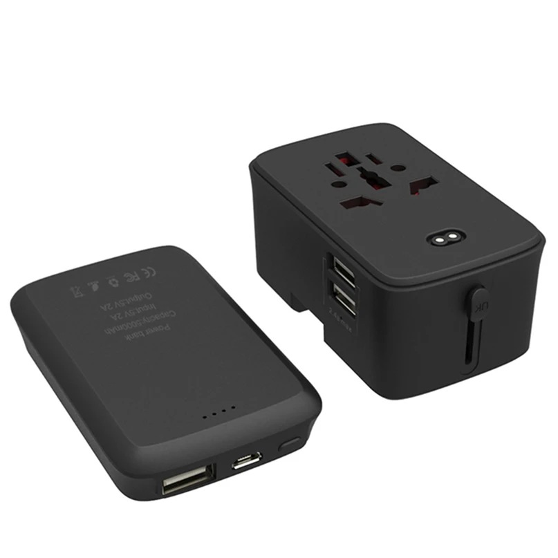 in ternational all in one world ac dc travel adapter uk aus us eu plug worldwide travel adapter with power bank 4000mAh