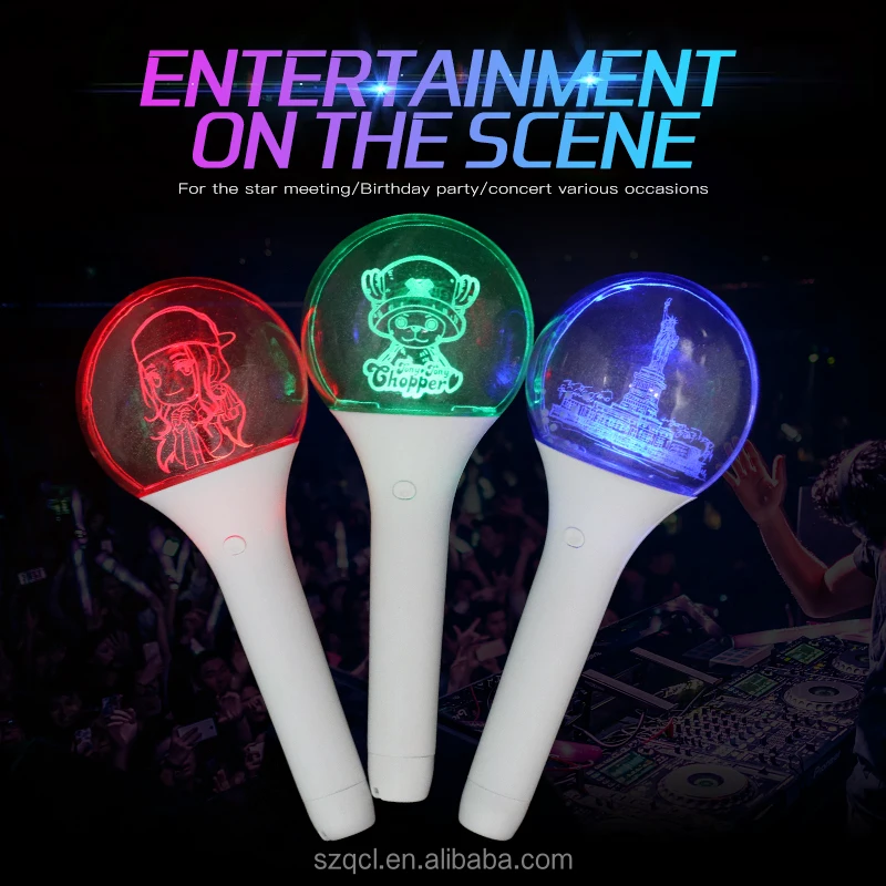 Promotional Customized Logo Oem Plastic Rgb Wireless Acrylic Colorful Ball Shape Multi Color Led Glow Kpop Light Sticks