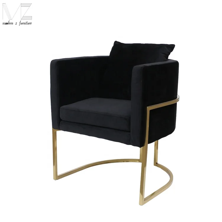 Modern Living Room Furniture Velvet Fabric Wholesale Hotel Chair Luxury Style Leisure Lounge Chair with Stainless Steel Legs