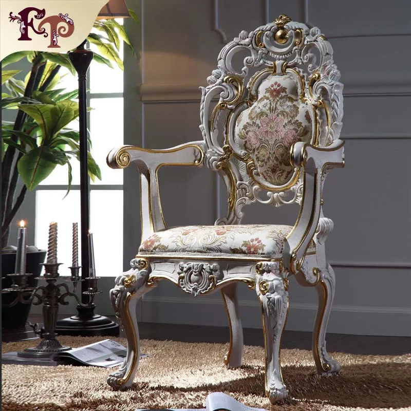 European style dining room chair and fabric dining chair antique hand carved chair furniture