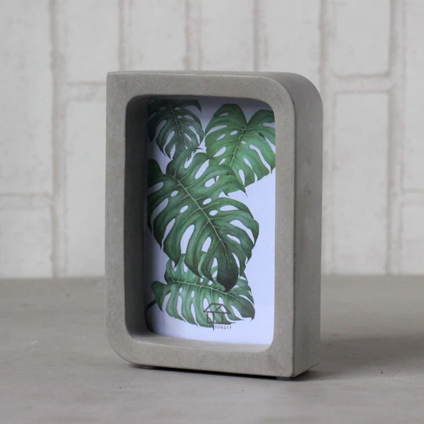 Unfinished solid concrete photo frame picture frame cement frame