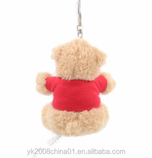 12cm Promotion Mini Plush I Love You Teddy Bears Souvenir Keychain Toy With custom T-shirt Logo