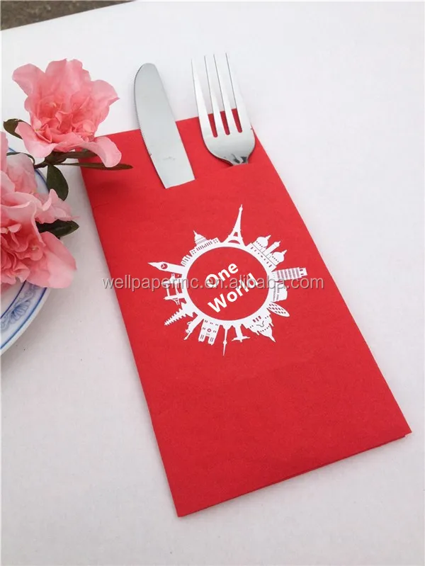 Colored Airlaid Paper Napkin with pocket bag