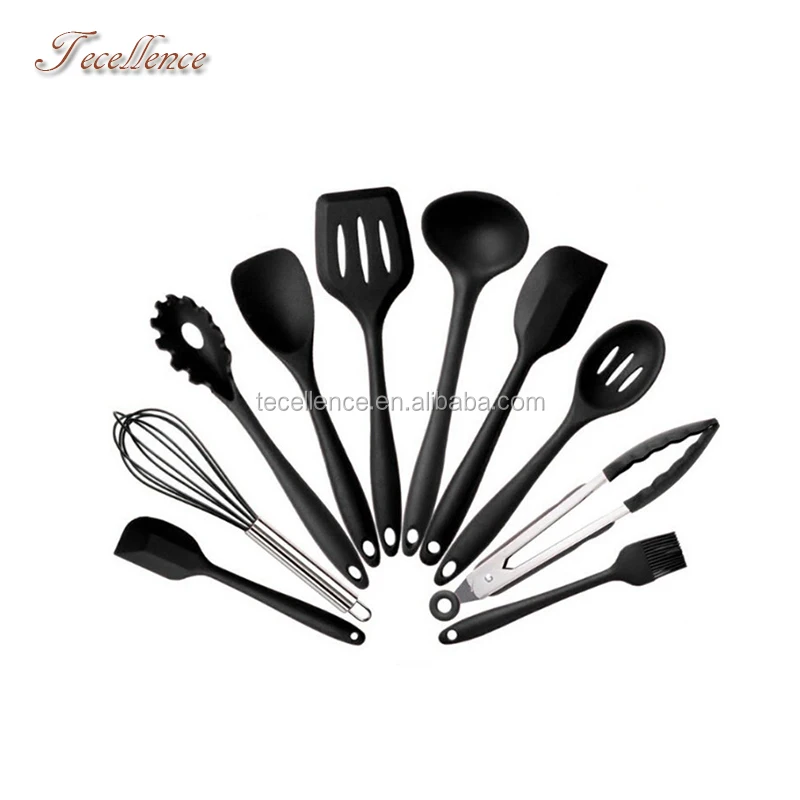 10 Pack Heat Resistant Food Grade Silicone Kitchen Utensil Set Cooking Tools for Wholesale