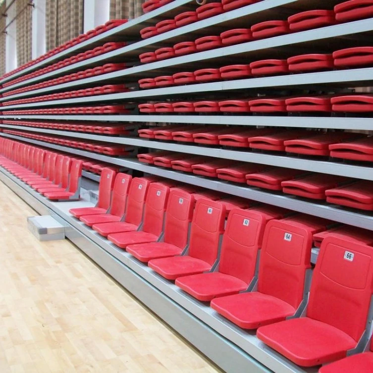 JUYI Manual or electrical telescopic grandstand system retractable seating with foldable chair JY-769