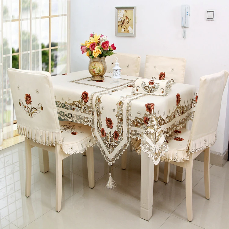 
Cheap Cover Hand European Design Restaurant Wedding Office Polyester Round Square 3D Embroidery Table Cloth / Tablecloth 