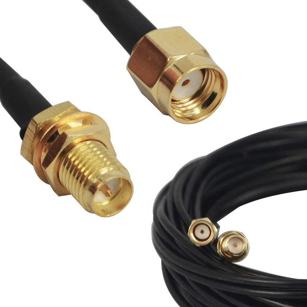 3m(10FT) RP-SMA Male to Female Wifi Antenna Connector Extension Cable Black (RG174-3M-N)