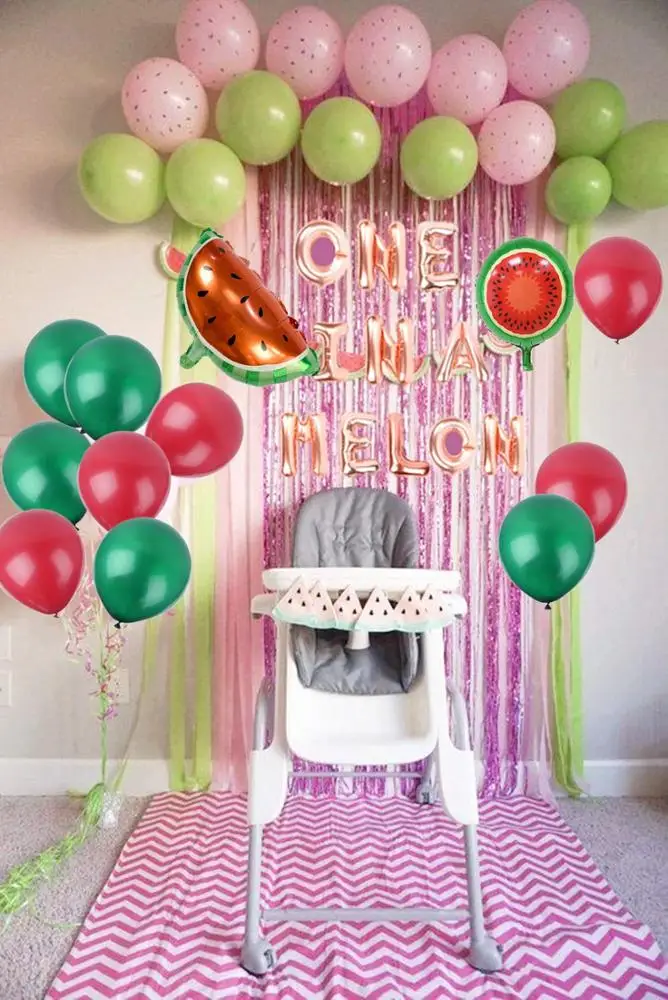 Set of 13 Rose God One in a Melon Balloons Watermelon Balloon One In A Melon Party Decoration Watermelon First Birthday Balloons