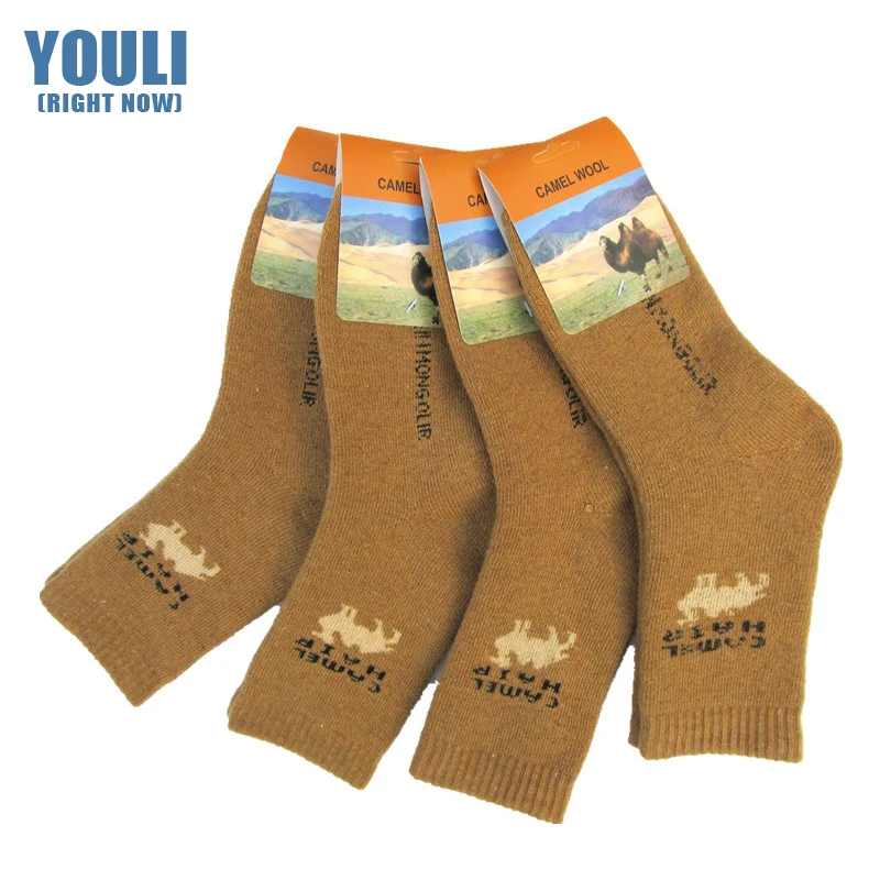 Factory Custom Unisex Winter Super Thick Warm Soft Women Mens 100% Camel Hair Socks