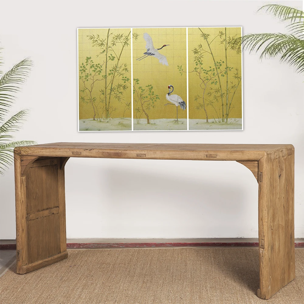 Chinese antique style recycled solid natural elm wooden simple office computer desk