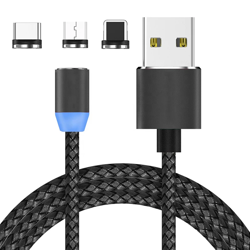 
For Ios Android Micro Type C 360 Degree Rotation Phone Cable Magnet Charging Cable 