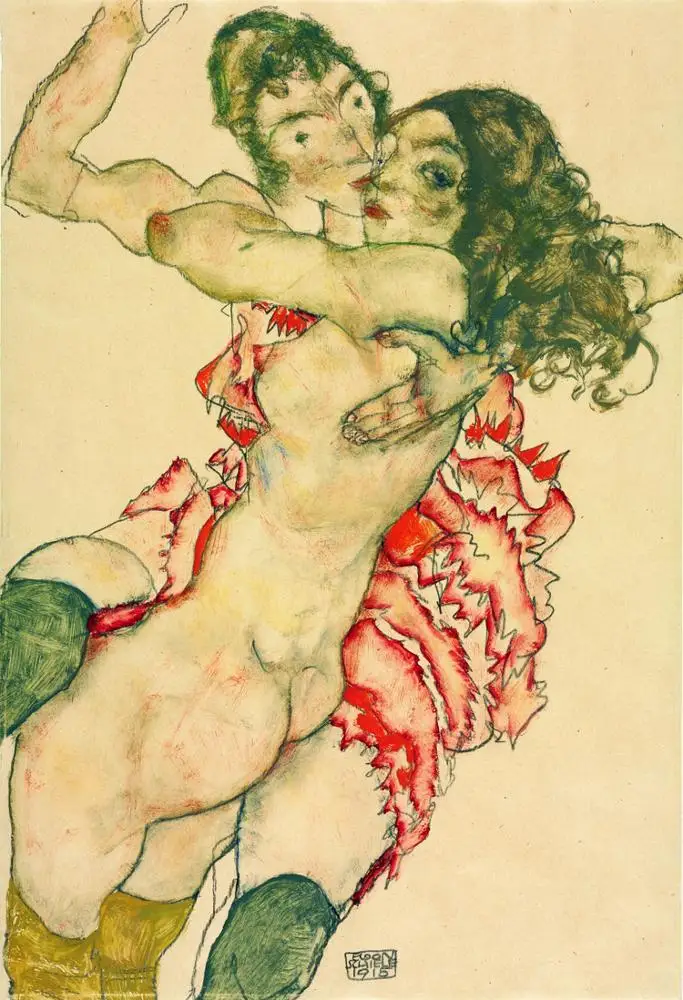 
nude painting canvas portrait picture modern home decor giant poster mural print female nude stretched Egon Schiele modern art 