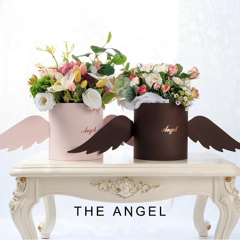 
The Angel Holding bucket portable round french flower bucket gift box for dry flowers fresh flower 