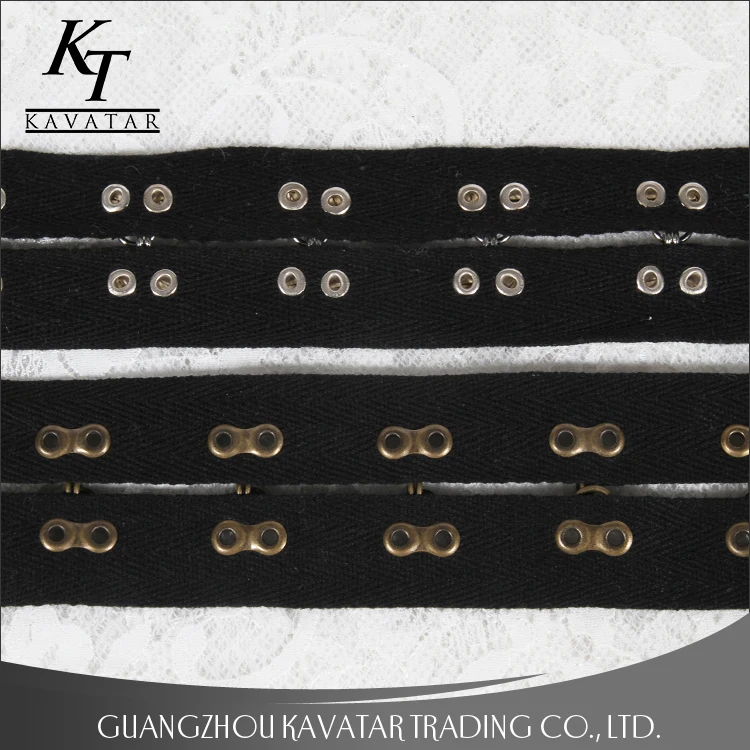 Hot selling Copper hook and eyelet herringbone tape, Hook and eyelet Copper tape trimming Eyelet belt