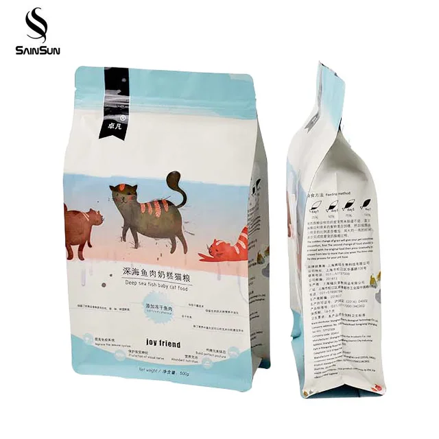 
Sample Printed Plastic Stand Up Pet Dog Food Snack Packaging Bag With Resealable Zipper 