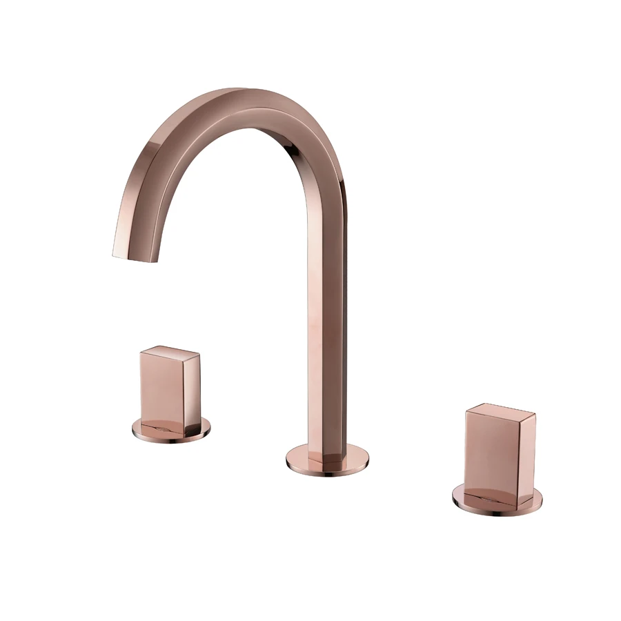 KF8801 Luxury deck mounted 3 pieces basin bathroom faucet gold
