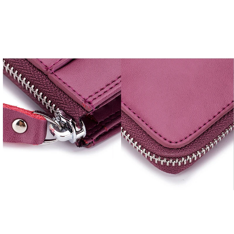 Multi-function car key case coin purse genuine cow leather wallet card key ring multi-color