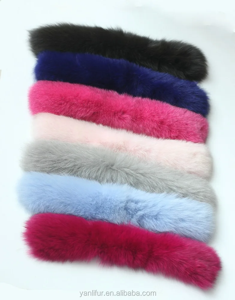 Съемный воротник из натурального Лисьего меха для женских курток пальто Короткий воротник 50 см полоски из натурального Лисьего меха