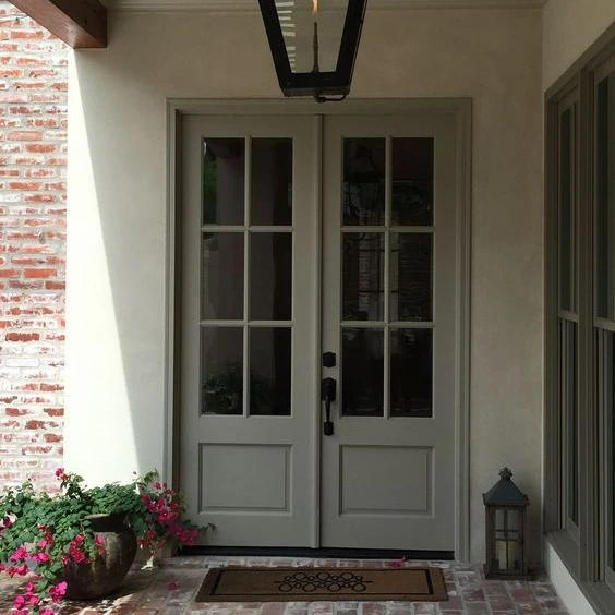 Seeyesdoor wooden double windows door tempered glass entry doors exterior for apartment