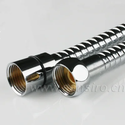 chrome-polisehd double lock stainless steel shower hose with screw nut, 7 years guarantee