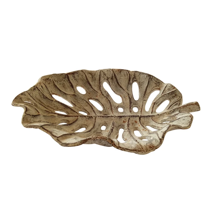 
wholesale cheap cast iron metal leaf soap dish 