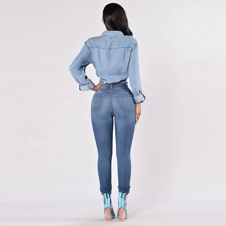 Popular top quality women ripped jeans made in China