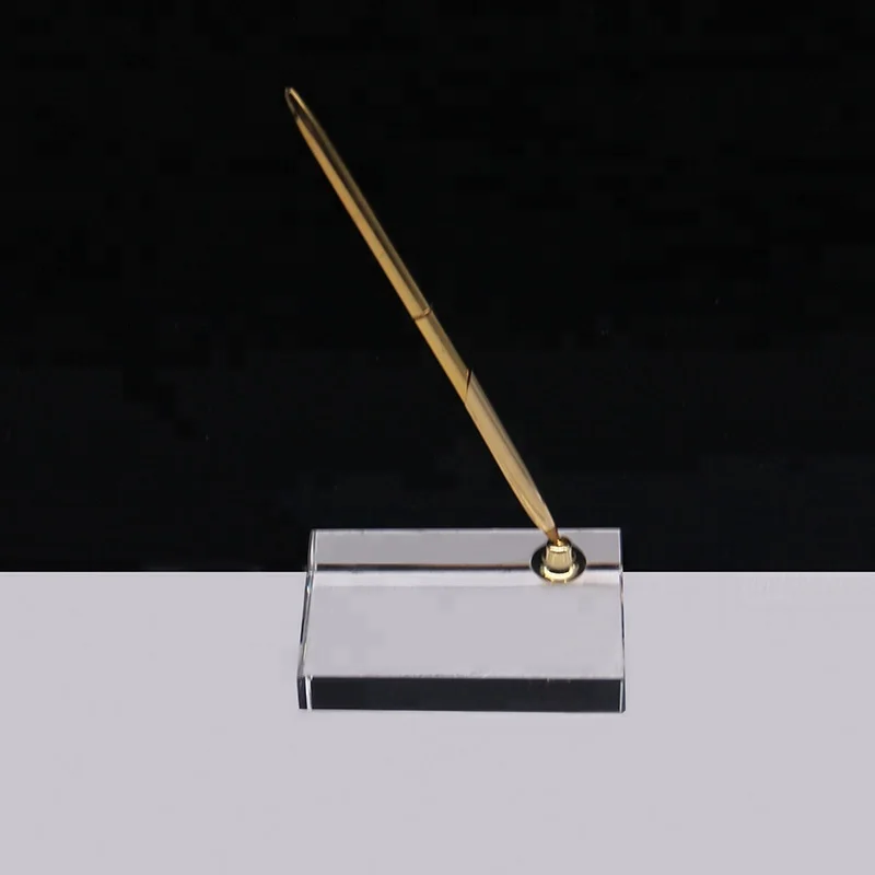 
Factory manufacturing 3D laser engraving crystal pen holder stylish crystal pen holder with clock for gift or table decoration 