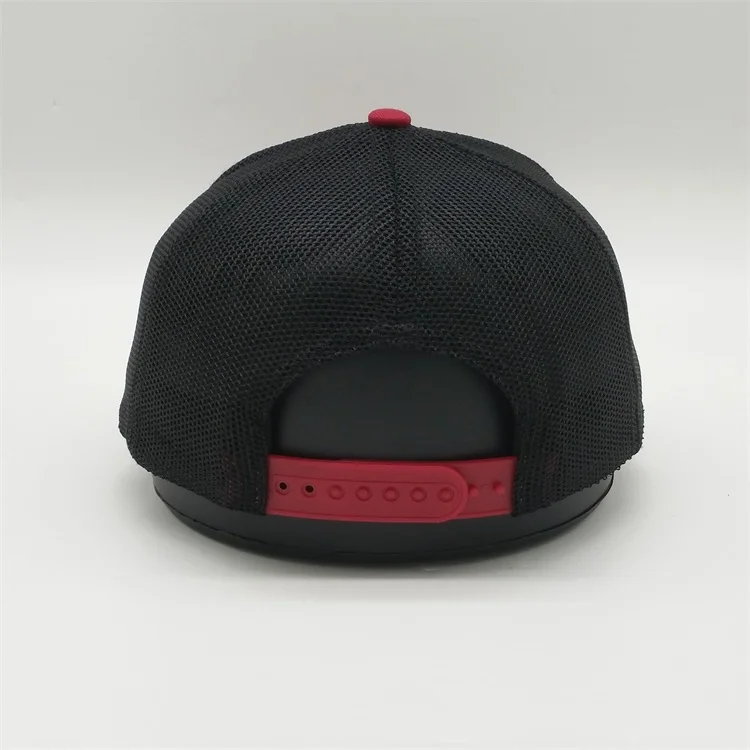 Premium 6 Panel Red Brim Trucker Hats With Custom Logo Mesh Cap
