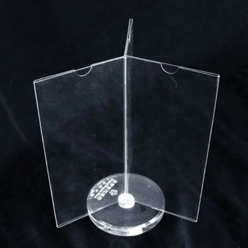 Custom countertop 3-sides rotating acrylic table tent stand for restaurant