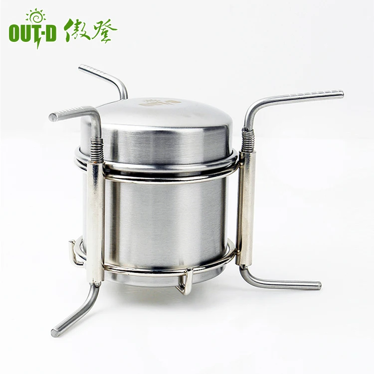 
Outdoor hiking survival portable mini pocket folding stainless steel alcohol burner 