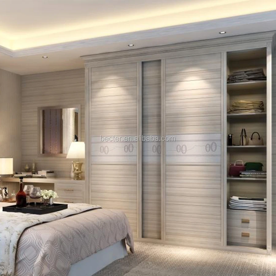 white color PVC door panel for sliding Wardrobe