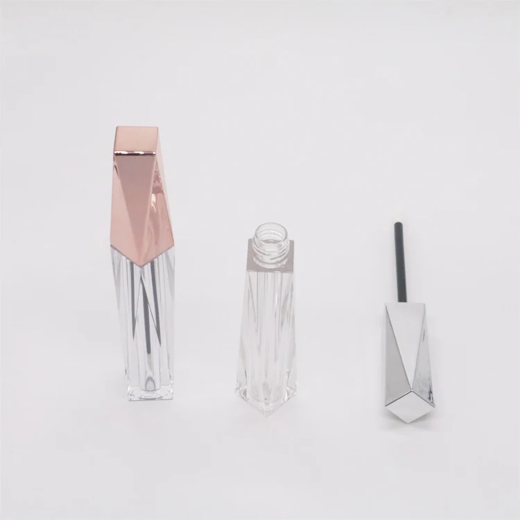 4ml rose gold pink custom luxury diamond unique empty lip gloss bottle lipgloss tubes packaging containers with brush wands