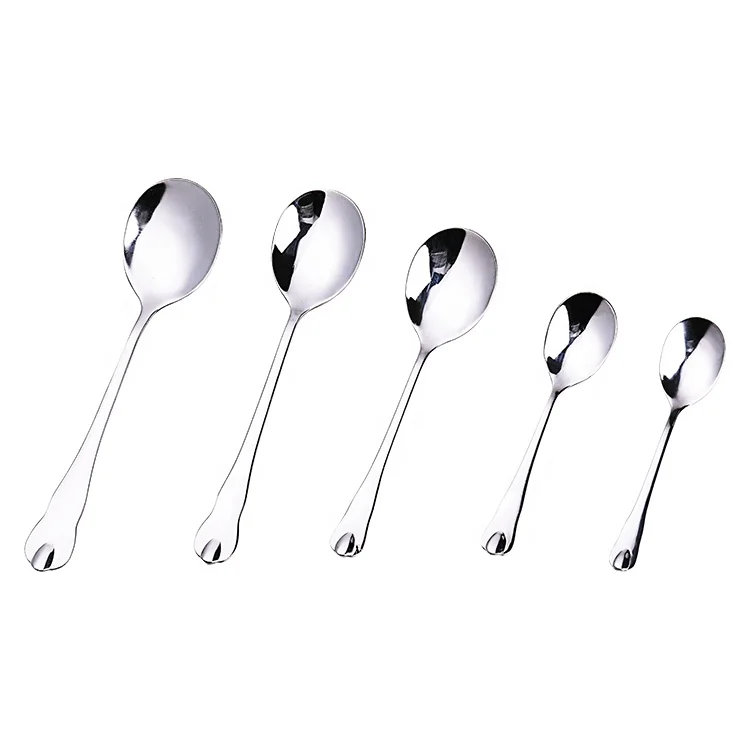 
Wholesale China silver spoon stainless steel round table spoon 