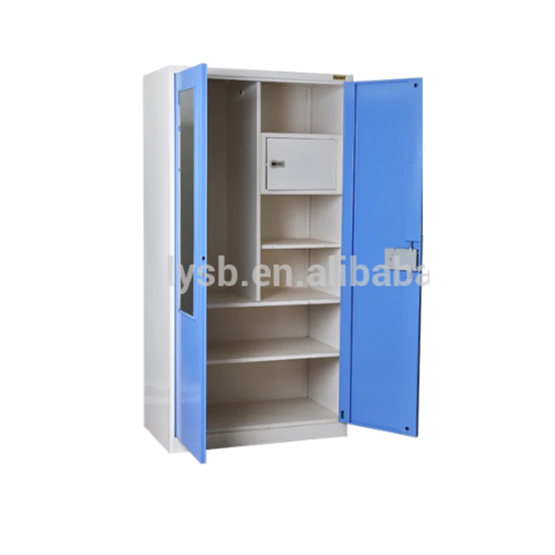 
knock down design safe box inside double swing doors steel clothes cabinet,2 door wardrobe closet 