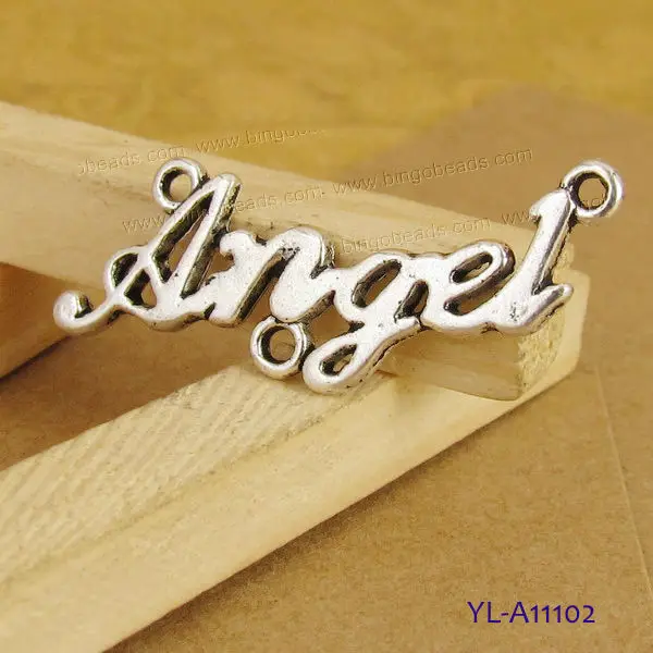 16x35mm Antique Silver Lovely Filigree Word Angel Connector Link Charms Pendant