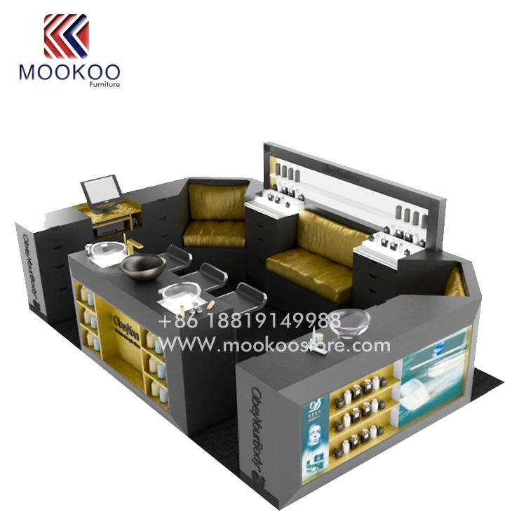 Custom High End Acrylic Glass Cosmetic Display Cabinet Make Up Kiosk For Sale